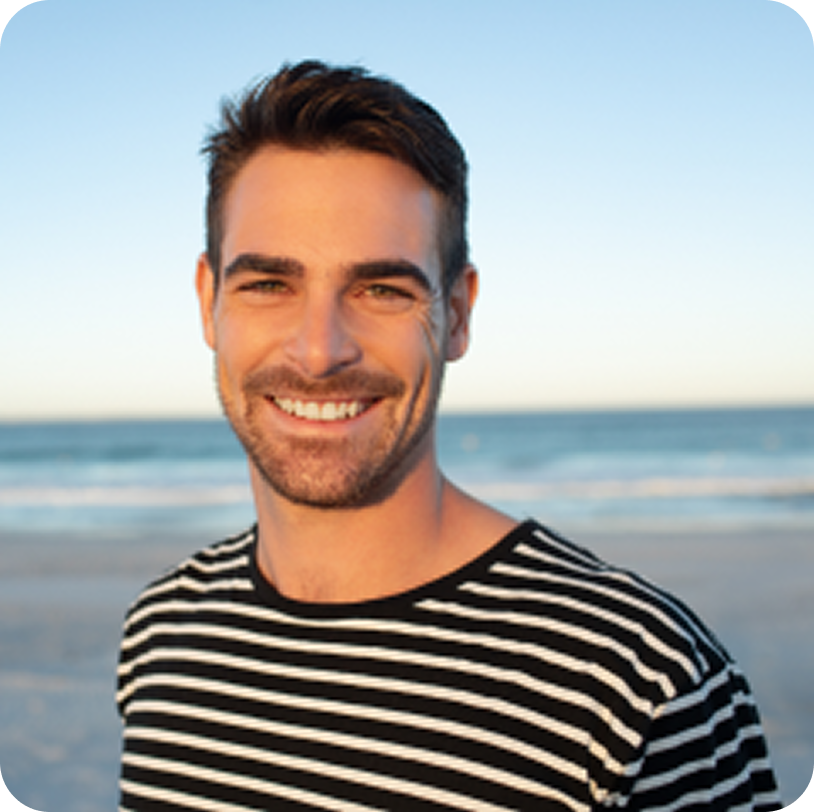 happy man standing beach 1